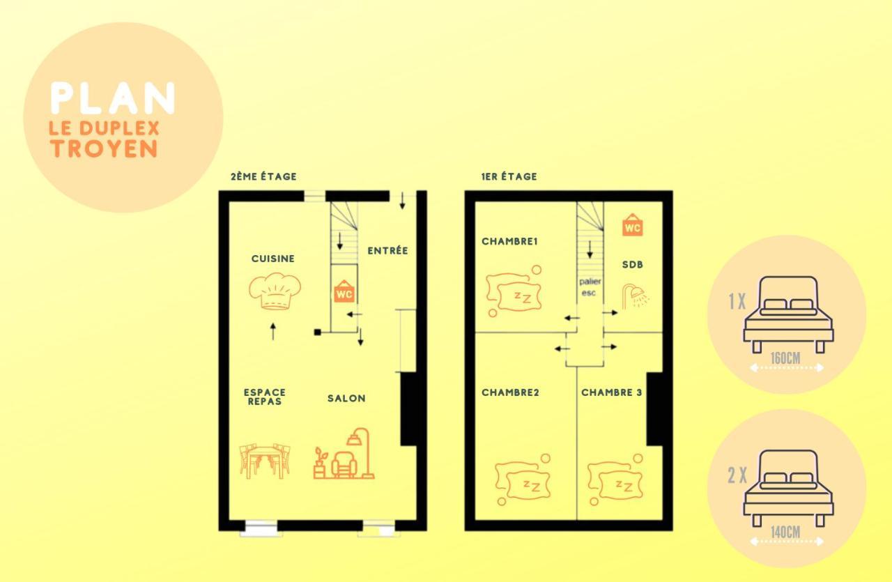 Le Duplex Pasteur - 5 Min Hypercentre - Ideal Groupe - Parking Gratuit トロワ エクステリア 写真